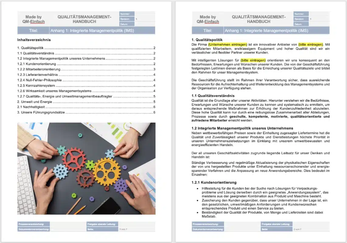 Qualitätsmanagement-Handbuch DIN ISO 9001 I NEU in Word